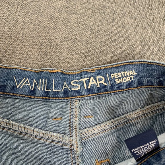 Vanilla Star Festival Short Jean Shorts 100% Cotton W/ Fringe‎ Distressed Size 7 - Picture 8 of 12